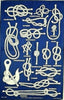 NAUTICAL KNOTS GALLEY CLOTH TEA TOWEL 100% cotton Navy & White