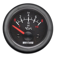 VETUS oil pressure gauge, black, 12V, cut-out size 52mm