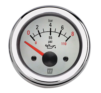 VETUS oil pressure gauge, white, 12V, cut-out size 52mm