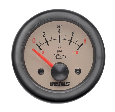 VETUS oil pressure gauge, cream, 24V, cut-out size 52mm