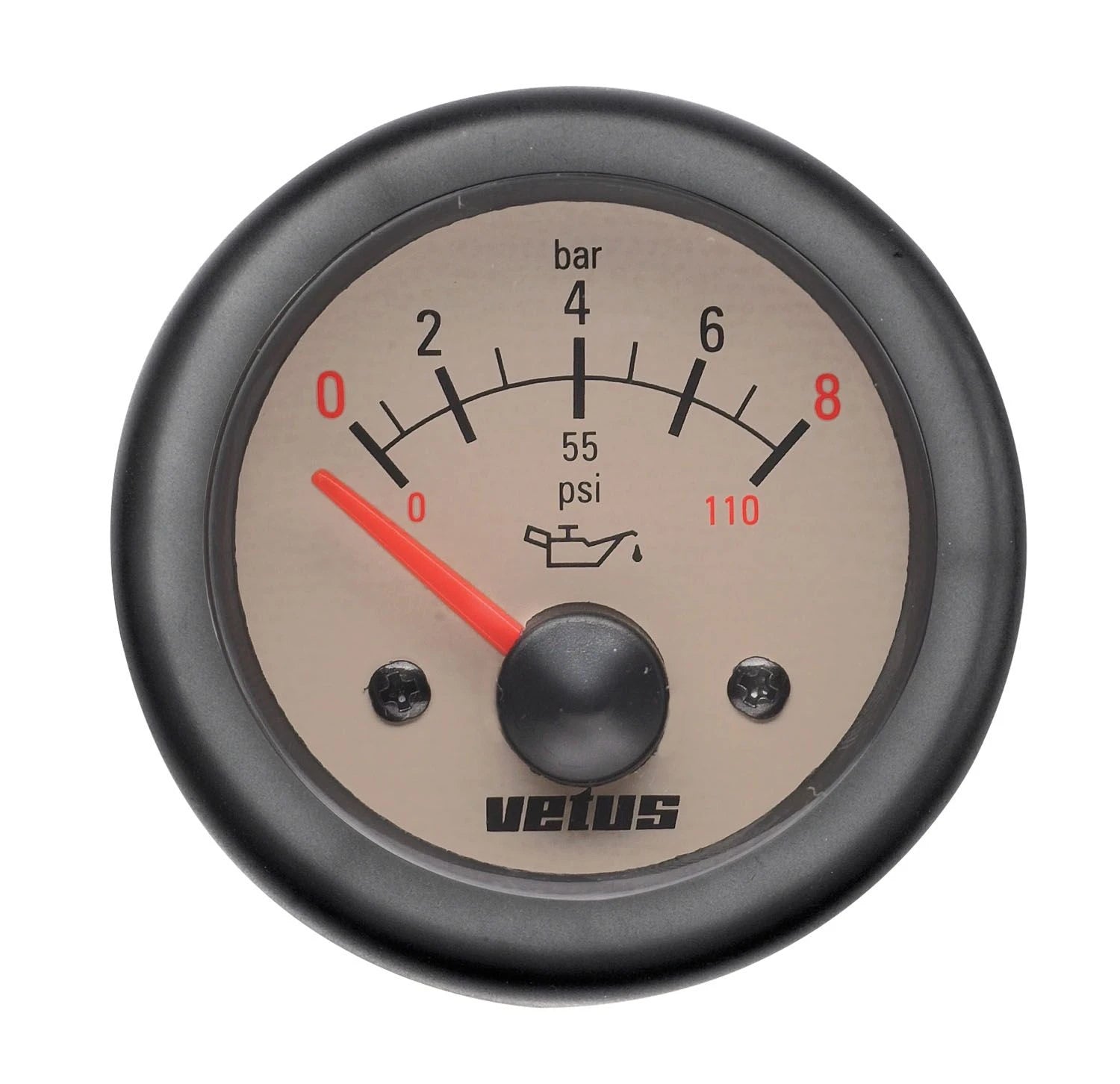 VETUS oil pressure gauge, cream, 24V, cut-out size 52mm