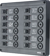 VETUS switch panel type P12 with 12 circuit breakers, 12 Volt