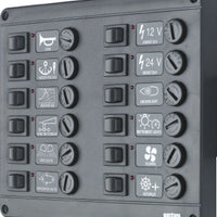 VETUS switch panel type P12 with 12 fuses, 24 Volt