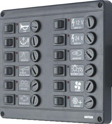 VETUS switch panel type P12 with 12 fuses, 24 Volt