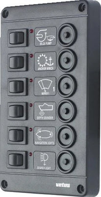 VETUS Switch panel type P6, 24V