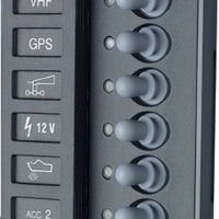 VETUS switch panel type P8F for 8 blade or automatic fuses, 12/24V