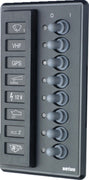VETUS switch panel type P8F for 8 blade or automatic fuses, 12/24V