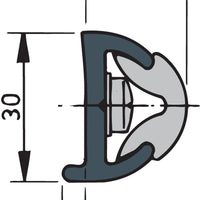 VETUS Vinyl rubbing strake, dark grey, POLY 30 x 26 mm, excl. inlay (POLY3026L)