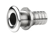 VETUS Thru-hull, stainless steel, rounded flange, polished finish, G1/2'', with hose connection Ø 18 mm