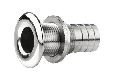 VETUS Thru-hull, stainless steel, rounded flange, polished finish, G1/2'', with hose connection Ø 18 mm