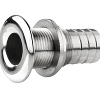 VETUS Thru-hull, stainless steel, rounded flange, polished finish, G3/4'', with hose connection Ø 23 mm