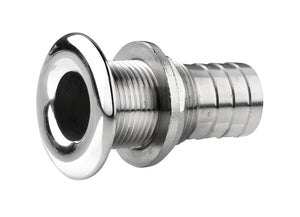 VETUS Thru-hull, stainless steel, rounded flange, polished finish, G3/4'', with hose connection Ø 23 mm