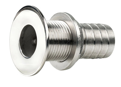 VETUS Thru-hull, stainless steel, flush flange, polished finish, G1/2'', with hose connection Ø 18 mm