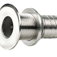 VETUS Thru-hull, stainless steel, flush flange, polished finish, G2'', with hose connection Ø 55 mm
