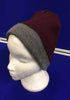 Reversible Beanie Hat Double Lined - 4 Designs in One - Burgundy (RED) /Grey/White/Black Striped one side