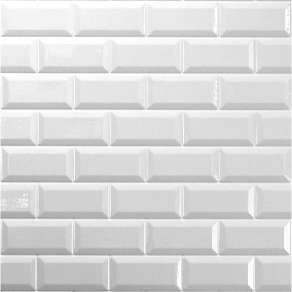 Reco Bevelled White Tile Wall Panel 2440(W) x 1220mm(H) Acrylic