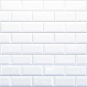 Reco Bevelled White Tile Wall Panel PVC 1220(W) x 2440mm(H) Grey Grout