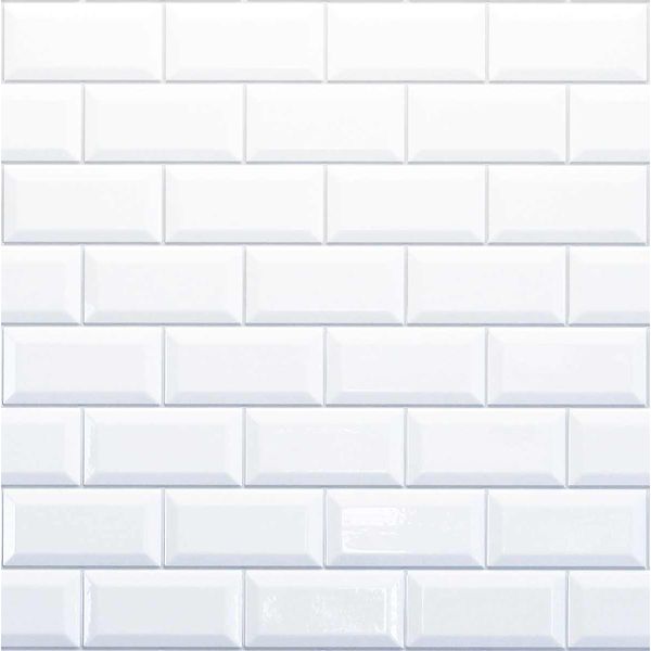 Reco Bevelled White Tile Wall Panel PVC 1220(W) x 2440mm(H) Grey Grout