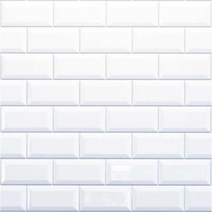 Reco Bevelled White Tile Wall Panel PVC 1220(W) x 2440mm(H) Grey Grout