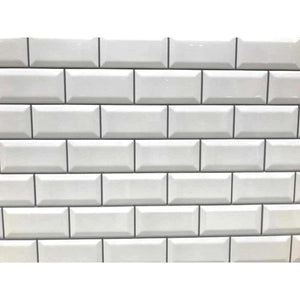 Reco Bevelled White Tile Wall Panel PVC 2440(W) x 1220mm(H) Dark Grout