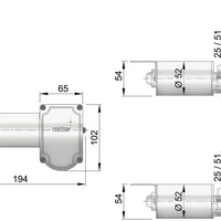 VETUS wiper motor, 24 V, 50 mm, spindle with parallel end, 2 speed (RW02A)