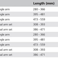 VETUS black parallel arm set, L = 308 - 393 mm, complete (RWAD)