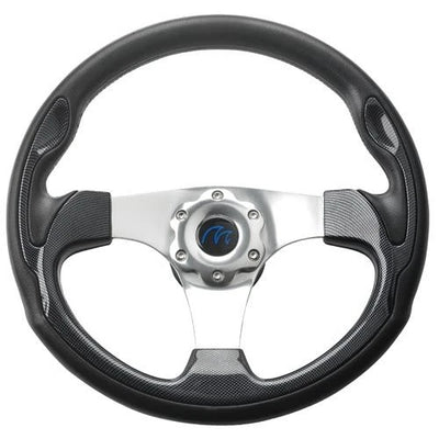 VETUS three spoke sport steering wheel, 35 cm, carbon finish