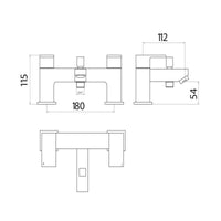 AG Lanza Bath Shower Mixer with Shower Kit and Wall Bracket in Chrome