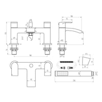 AG Belini Bath Shower Mixer with Shower Kit and Wall Bracket in Chrome