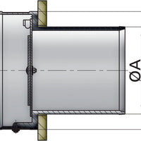 VETUS plastic transom exhaust connection with check valve, 90mm (TC090)