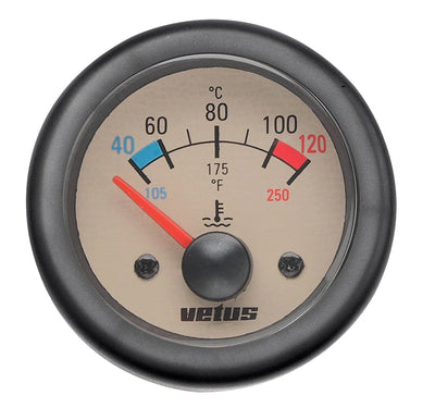 VETUS water temperature gauge, cream, 12V, cut-out size 52mm
