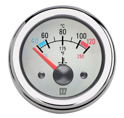 VETUS water temperature gauge, white, 12V, cut-out size 52mm