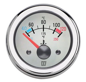 VETUS water temperature gauge, white, 12V, cut-out size 52mm