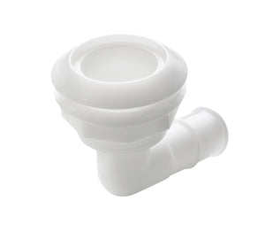 VETUS Thru-hull, 90 degree angled with high flange, Delrin, for hose Ø 28 mm (1 1/8")