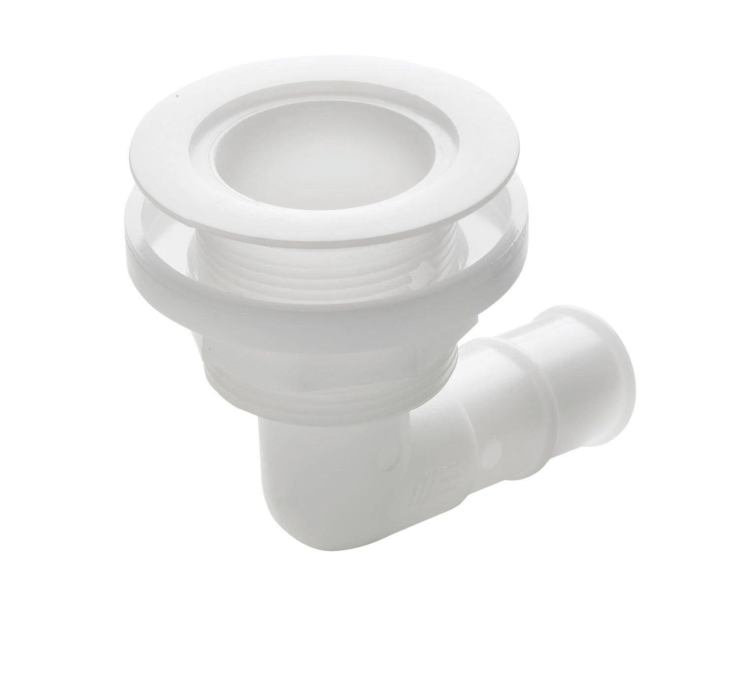 VETUS Thru-hull, 90 degree angled with low flange, Delrin, for hose Ø 28 mm (1 1/8")