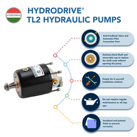 Hydrodrive MU100TF-MRA Inboard Hydraulic system for sailing boats up to 16 mt (52ft) featuring auto-lubricating IGUBAL® spherical bearing support