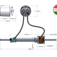 Hydrodrive MU75TF-MRA Inboard Hydraulic System for boats up to 12 m (40 ft), featuring auto-lubricating IGUBAL® spherical bearing support