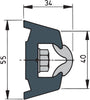 VETUS Vinyl rubbing strake, dark grey, TRAP 55 x 34 mm (TRAP5534)