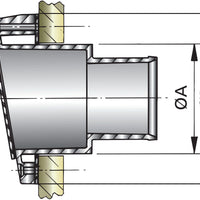 VETUS plastic transom exhaust connection with check valve, 50mm (TRC50PV)