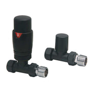 AG Designer Radiator Straight Valves in Black (Pair)