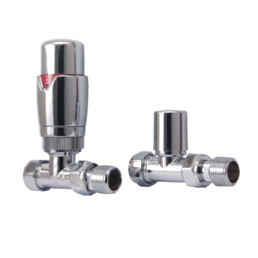AG Designer Radiator Straight Valves in Chrome (Pair) | ChasNewensMarine