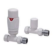 AG Designer Radiator Straight Valves in White (Pair)