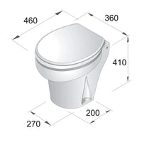 Vetus Compact Electric Toilet with Soft Close Lid and Slant Back 24V
