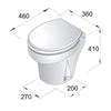 Vetus Compact Electric Toilet with Soft Close Lid and Slant Back 24V