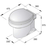Vetus Compact Electric Toilet with Soft Close Lid (12V)