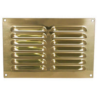 Hooded Louvre Vent Polished Brass Horizontal (9" x 6")