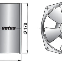 VETUS extraction ventilator, 24 V, 3 A, 178 mm (VENT17824)