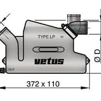 VETUS Waterlock type LP45, with rotating inlet for 45mm hose (WLOCKL45R)