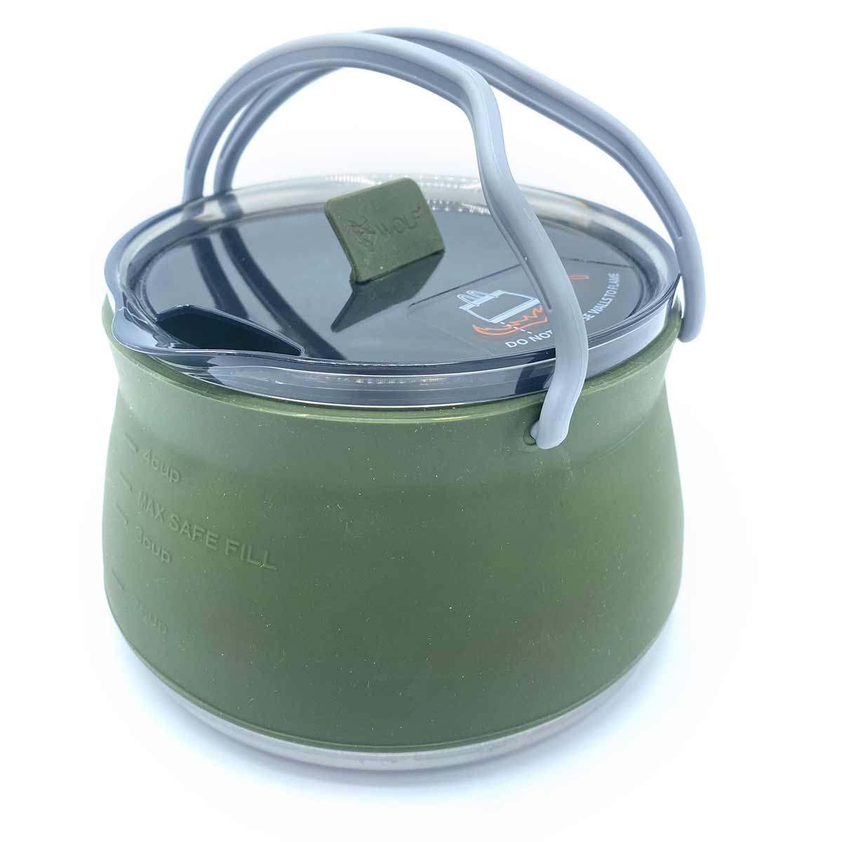 Wolf Outdoors EzyStow Collapsible Kettle 1L Olive Green