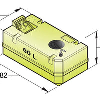 VETUS plastic drinking water tank, 60lt, including connections and inspection Lid (WTANK60C)